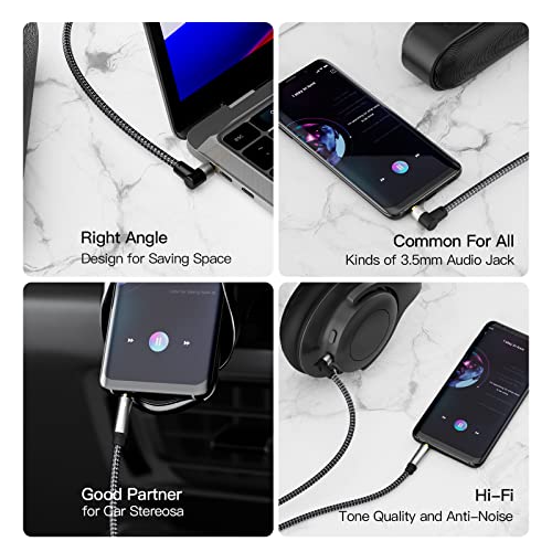 3.5mm 오디오 케이블 100피트/30M, 스테레오 90도 길이 Aux 케이블 3.5MM 수-수 직각 TRS 케이블, 헤드폰, 태블릿, 스피커와 호환, 24K 금 도금 - size: 100ft/30M