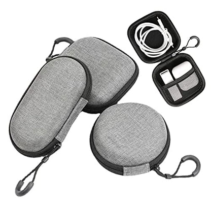 BetterJonny 3 Pack EVA Hard Earphone Carrying Case - Portable Storage Mini Earbud Case for Bluetooth Ear Buds - USB Adapter Cable Coin Pouch Wallet (Grey) - color: Grey