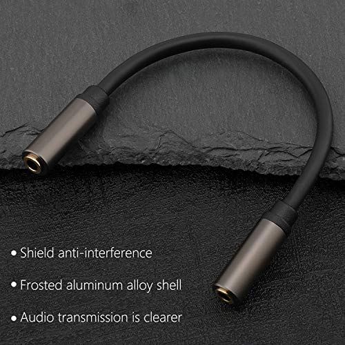 3.5mm Female to Female Adapter Cable TRS Stereo Audio AUX Connector Cod for Headphones, Car, HiFi - 15cm/6inch (Coffee) - color: Coffee