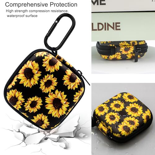 Earbud Case,Headphone Organizer Earbud Storage Bag, Hard EVA Shockproof Cover Carrying Case with Carabiner Clip Compatible with AirPods 5 4 AirPods Pro 2nd /3/2/1 Bose Galaxy (Sunflower) - color: Sunflower