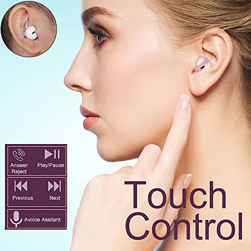 Invisible Mini Wireless Bluetooth Earbuds, Small Semi in-Ear Earbuds for Work & Daily Use, Touch Control, Lightweight for Music & Audiobooks - color: White