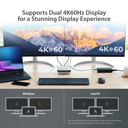 j5create USB-C Dual 4K Speakerphone Dock Pro, Dual 4K HDMI Audio Dock | for Video Conference, USB-A x 2, USB-C, Gigabit ethernet, Pass-Through Charging - Works with Teams, Zoom (JCDS337)
