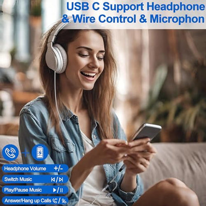 USB C and Lightning to 3.5 mm Headphone Adapter for iPhone - 2 in 1 USB C to 3.5mm & Lighting to 3.5mm Aux to USB C and Lightning Audio adapter for iPhone17 16 15 14 13 12 Pro Galaxy S24 S23 iPad Mac