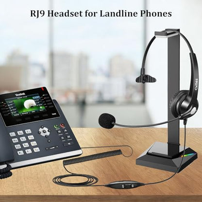 Callez Mono RJ9 Phone Headset with Noise Cancelling Mic for Avaya 1608 1616 | Telephone Headset, Volume Controls, Phone Headphone Work for Grandstream GXP2135 2170 Panasonic Ooma Office Landline Phones - color: Black