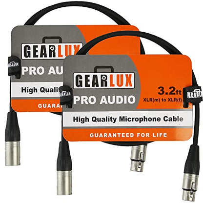 Gearlux XLR Microphone Cable, Fully Balanced, Male to Female, 3.2 Feet - 2 Pack - size: 3.2 Ft, style: 2 Pack