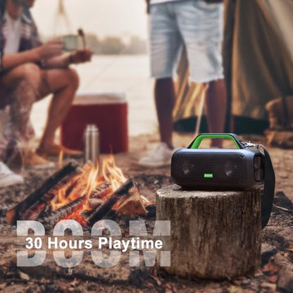 DOSS Extreme Boom Portable Bluetooth Speaker with 60W Mighty Sound-Green | 60W Deep Bass, 30H Playtime,10400mAh Power Bank, IPX6 Waterproof, TWS, BT 5.3, For Camping, Beach, Pool, Grage, Parties. - color: Green