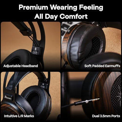Linsoul Kiwi Ears Altruva Hi-Fi 50mm Dynamic Driver Monitoring Headphones - color: BlackWood
