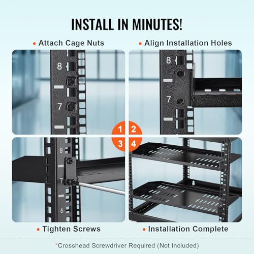 VEVOR 2PCS 1U Server Rack Shelf, Universal Vented Rack Mount Cantilever Tray for 19 inch Network Equipment Rack & Cabinet, 10" Deep Rack Mount Shelf, Weight Capacity 50 lbs Wall Mount Rack Shelf - size: 1U-2PCS