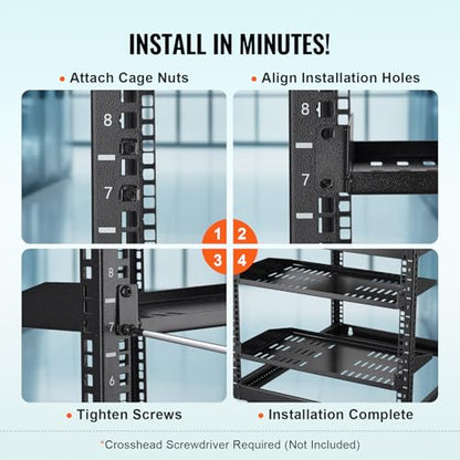 VEVOR 2PCS 1U Server Rack Shelf, Universal Vented Rack Mount Cantilever Tray for 19 inch Network Equipment Rack & Cabinet, 10" Deep Rack Mount Shelf, Weight Capacity 50 lbs Wall Mount Rack Shelf - size: 1U-2PCS
