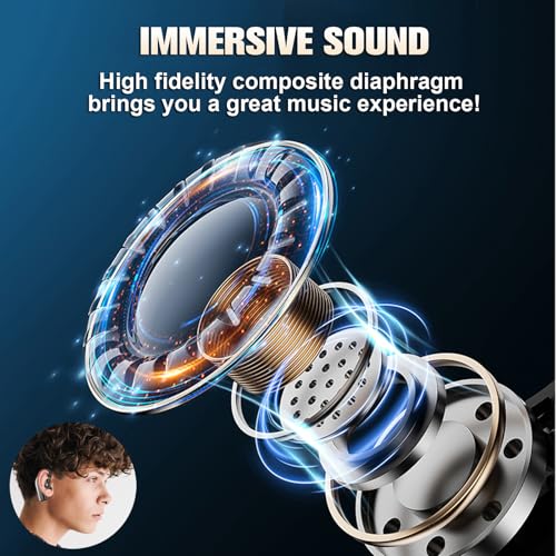 Single Ear Wireless Bluetooth Phone Earpiece Hands free Bluetooth Headset with Microphone Waterproof Earphones One Ear Noise Cancelling Ear Piece Handsfree Wireless Headset with Mic for Work Driving