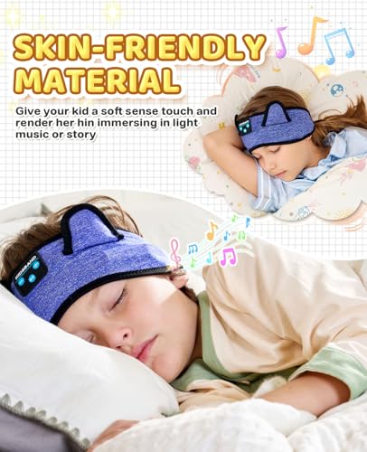 KIDSBAND Kids Headphones, Bluetooth Headphones for Kids with Adjustable Headband, 3.5 MM Jack for School, Foldable On-Ear Headset for Girls Boys Children, Kindle Tablet Cellphones Airplane Travel - color: DarkBlue