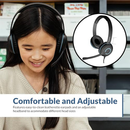 Cyber Acoustics AC-5002 3.5mm Stereo Headset with Adapter, 20 Pack | Durable for K-12, Fishbone Adapter Protects Audio Ports, Xbox/PlayStation Controller Compatible, 60% Recycled Plastic - size: 20 pack with adapter