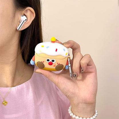Case for Samsung Galaxy Buds 3 and for Galaxy Buds 3 Pro Earbuds with Carabiner, Silicone Charging Shockproof Protective Cover with Cartoon Skin Design for Man Woman Teen (CandleCake) - color: CandleCake