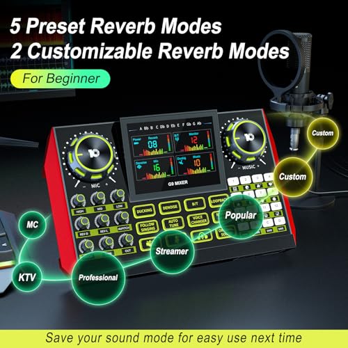 TENLAMP G9 Audio Mixer Bundle with Microphone for Streaming & Karaoke | Easy streaming with noise reduction, voice effects, auto-tune and Bluetooth audio for karaoke, gaming and live content.