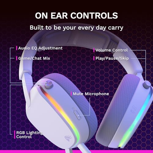 GLORIOUS GHS Eternal RGB - Stereo RGB Gaming Headset for PC, PS5, PS4, Switch - Custom Tuned Angled Drivers, Adjustable Crystal Clear Detachable Mic, USB-C - Durable, All Day/Night Comfort - White - color: White RGB