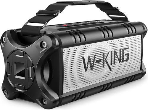 W-KING Bluetooth Speaker Loud, 90W Max IPX6 Waterproof Portable Outdoor Speaker, 50W Deep Bass Subwoofer/40H/EQ/Dual Pairing/TF/AUX, Large Boombox Wireless Speakers for Home, Party, Camping, Beach - color: BLACK