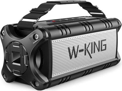 W-KING Bluetooth Speaker Loud, 90W Max IPX6 Waterproof Portable Outdoor Speaker, 50W Deep Bass Subwoofer/40H/EQ/Dual Pairing/TF/AUX, Large Boombox Wireless Speakers for Home, Party, Camping, Beach - color: BLACK