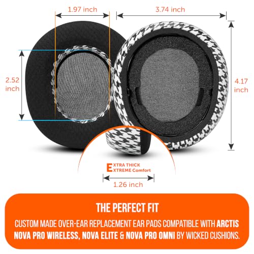WC Mod Kit V2 Nova Pro Wireless, Pro Omni & Elite - Gel Earpads & Headband - color: Houndstooth