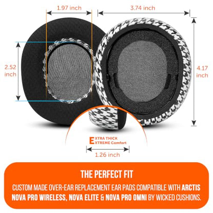 WC Mod Kit V2 Nova Pro Wireless, Pro Omni & Elite - Gel Earpads & Headband - color: Houndstooth
