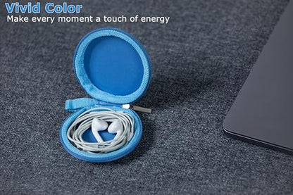Ginsco Mini-Portable Hard Shell Earbuds Case for Apple EarPods Headphones USB-C Wired Ear Buds/Skullcandy Jib Wired Earbuds/Samsung Galaxy Wired Earbuds, Travel Case for Earphones Earplugs (1, Blue) - color: Blue