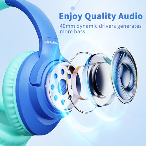 Botesty Sound Headphones Wired with Microphone for School, 3.5mm Plug Blue - color: Blue