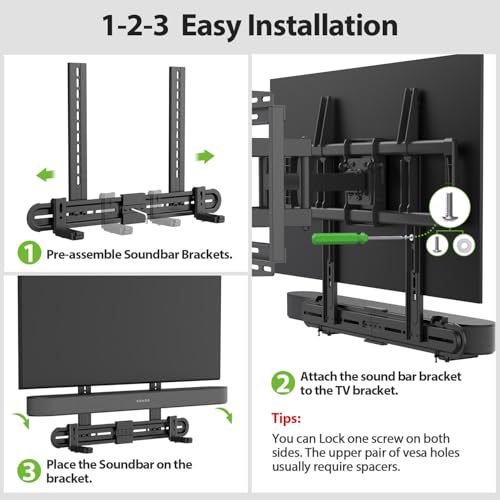USX MOUNT Universal Soundbar Mount, Sound Bar TV Bracket for Soundbar with Speaker, Fits 2 Installation Options, Removable No-Slip Base Holder Extends 3.46”-6.06” - size: Soundbar Mount up to 13 lbs