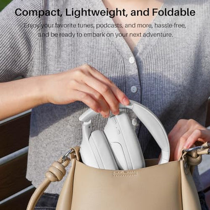 TOZO Hybrid Active Noise Cancelling Headphones, Hi Res Audio | Wireless Over Ear Bluetooth Headset, 60H Playtime, Custom EQ via App Deep Bass Comfort Fit Ear Cups, for Home Office Travel - color: White
