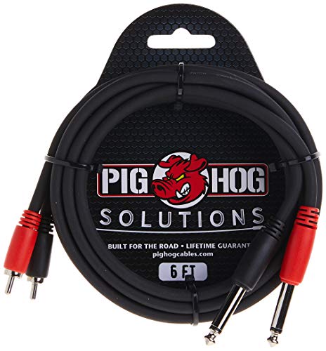 Pig Hog PD-R1406 Dual RCA (Male) to Dual 1/4" Mono (Male) Cable, 6 Feet - size: 6 feet