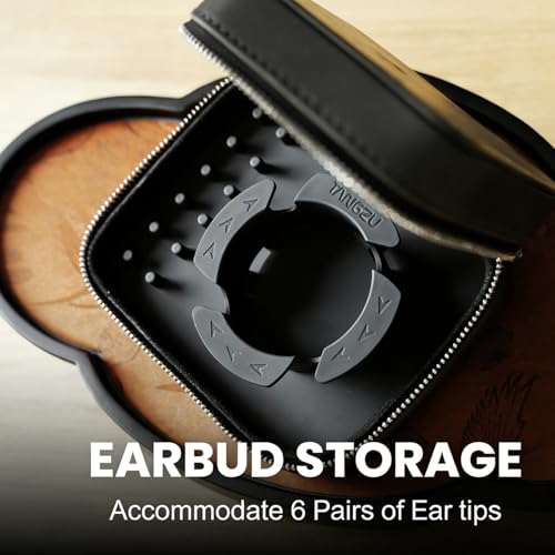 Leather Earphone Case, Water-Resistant Portable Earbuds Storage Case for Earphones, Audio Accessories, Eartips and Cables, Grey