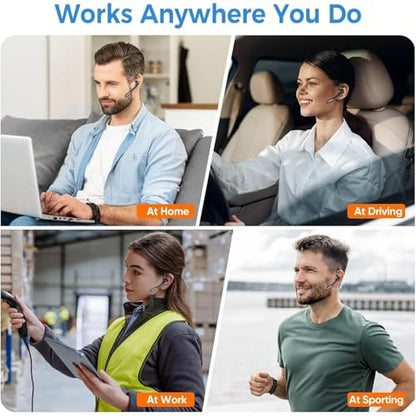 Herloreen Wireless Bluetooth Headset with Built-in Microphone Charging Case | Noise Canceling Mic for PC Computer, Laptop, Cell Phones, Remote Work, Call Center, Trucker Work, Business - style: Headset + Charge Case + USB Dongle-A6