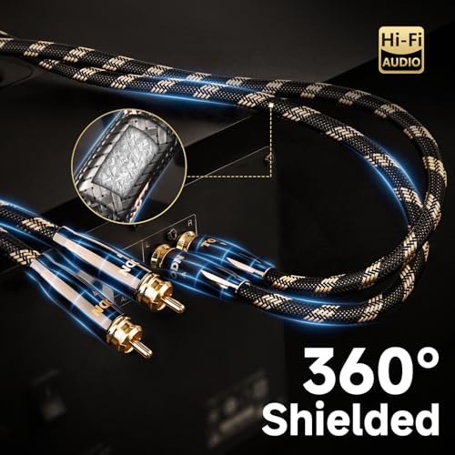 TODN Audiophile RCA Cables 10ft OCC Dual Shielded for HiFi Stereo Audio - color: J-MAX, OCC, size: 10ft, Stereo Pair