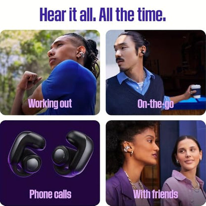 True Wireless Open Ear Clip On Earbuds with Open Audio Awareness Comfortable Fit Immersive Sound 48H Playtime Limited Edition Lilac (White) - color: White