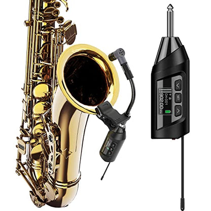 SGPRO TR15 Wireless Clip-On Saxophone Microphone System | For sax and trumpet, Preset EQ and echo, 196 ft range, Rechargeable, 4.5-hour runtime, Solo vocals and band performances - color: TR-15 | Portable Single Set