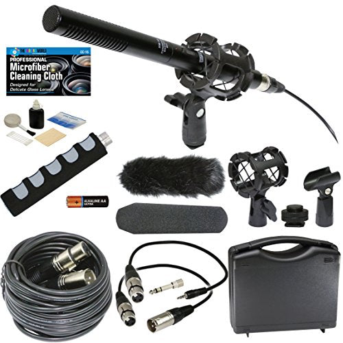 Professional Advanced Broadcast Microphone and accessories Kit for For Interviews, Film Shoots and Promo Videos, Mounts to Stand, Pole, Tripod, or Camera