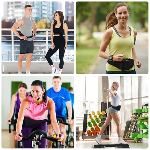 2pcs Fitness Mic Belt Waist Packs for Instructors with Neoprene Material and Multiple Compartments, Adjustable Microphone Holder Bags for Aerobics and Outdoor Exercise