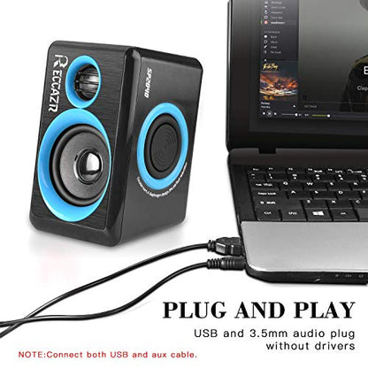 RECCAZR SP2040 Surround Computer Speakers with Deep Bass USB Wired Powered Multimedia Speaker for PC/Laptops/Smart Phone Built-in 4 Loudspeaker Diaphragm(Blue) - color: Black & Blue