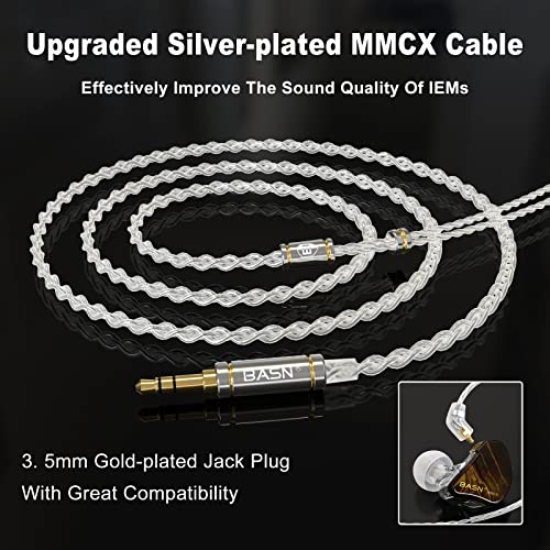 BASN MMCX in Ear Monitor,Triple Driver Musician IEM Headphone,Gold Obsidian - color: Golden Obsidian