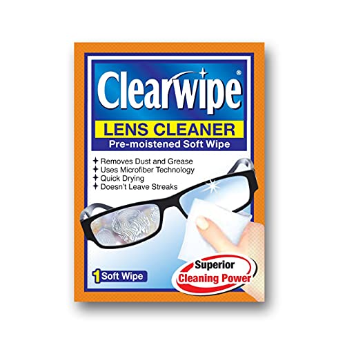 ClearWipe Microfiber Pre-Moistened Lens Wipes, Individual Packets, 40 Count | Pre-moistened soft wipes provide superior streak-free cleaning. Quick drying. Removes dust & grease. Residue & lint free.