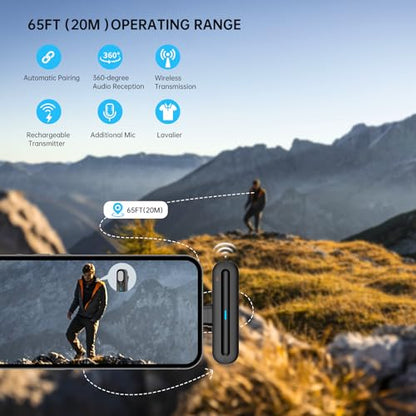 P Panoraxy Wireless Lavalier Microphone for iPhone iPad, 2 Pcs Professional Mics with Charging Case for Record Interview, Vlogs, Podcast, Live Streaming - size: Lighting