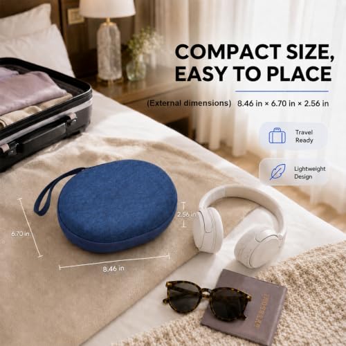 Hard Headphone Case for JBL Tune 770NC/510BT/720BT/520BT/670NC | Wave Foam, Elastic Strap, Soft Lining, Mesh Pocket, Carry Handle, Folded Headphone Storage, Blue, Case Only - color: Blue