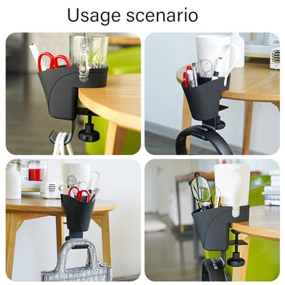 Space Saving Clamp On Headphone Holder with Pen Cup Holder for Easy Access On Any Desk Surfaces No Drill Headsets Holder