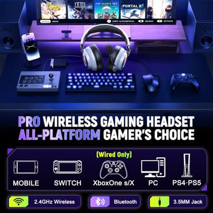 Wireless Gaming Headset for PS4, Ultra-Light, Compact, Wired for Xbox Only