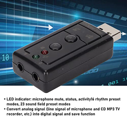 USB Sound Card, Virtual External Sound Card Built in Amplifier and Volume Controls with 3.5MM Ports and Microphone 7.1 Channel Sound Card