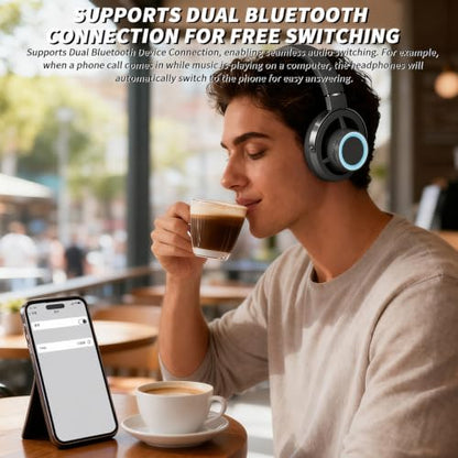 Open-Ear Headphones, 20+ Hour Playtime, Immersive Sound, Wireless Bluetooth Headphones for School, Work, Travel&Daily Use,Black - color: Black