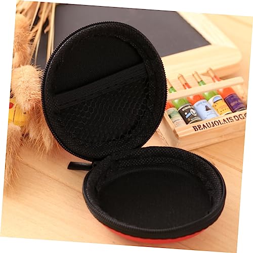Black EVA Earphone Case with Zipper, Portable Hard Shell Pouch - color: Black