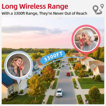 CallToU Caregiver Pager Wireless Alert Button Home Wireless Intercom System | Easy Use, Red Walkie Talkies for Seniors Long Range Room Intercoms 2 Way Radio for Elderly/Patient/Adults/Home/Office - color: white 2-2-2