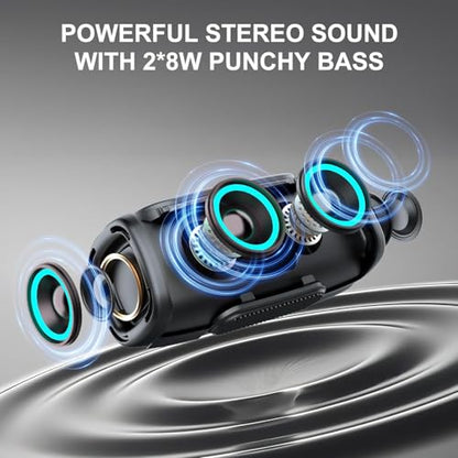Bluetooth Speaker Portable, BT5.4, 60W Punchy Bass, 66MM Speaker Diameter | Wireless Speakers Clear Treble, 36H Playtime, IP6 Waterproof, RGB Multi-Color Rhythm Lights, Outdoor, Party, Beach - color: Deep Black-01