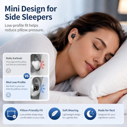 Invisible Sleep Earbuds for Side Sleepers, Mini Bluetooth Headphones, Black - color: Black