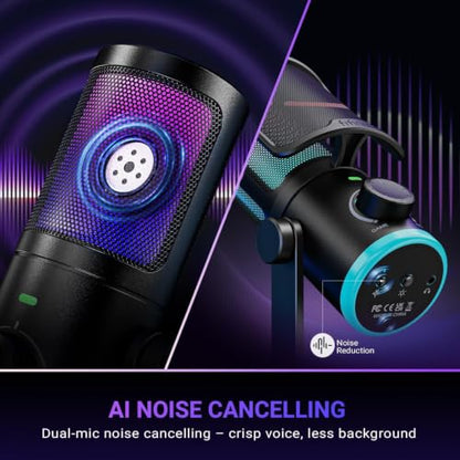 FIFINE AmpliGame AM6 USB Gaming Microphone, Condenser Mic with ChatMix Dial