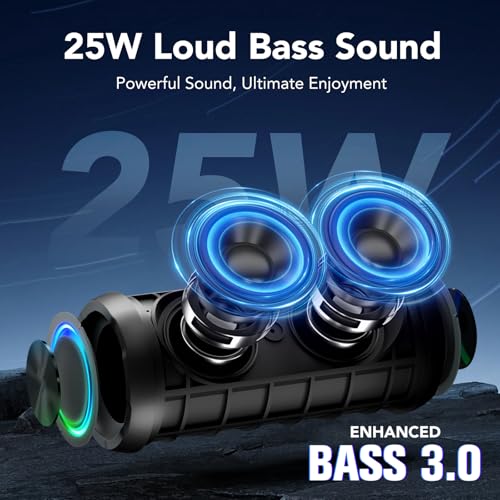 Portable Bluetooth Speaker, Powerful Sound Wireless Speaker: Boost Bass, Bluetooth 5.4, 24H Playtime, 8 RGB Modes